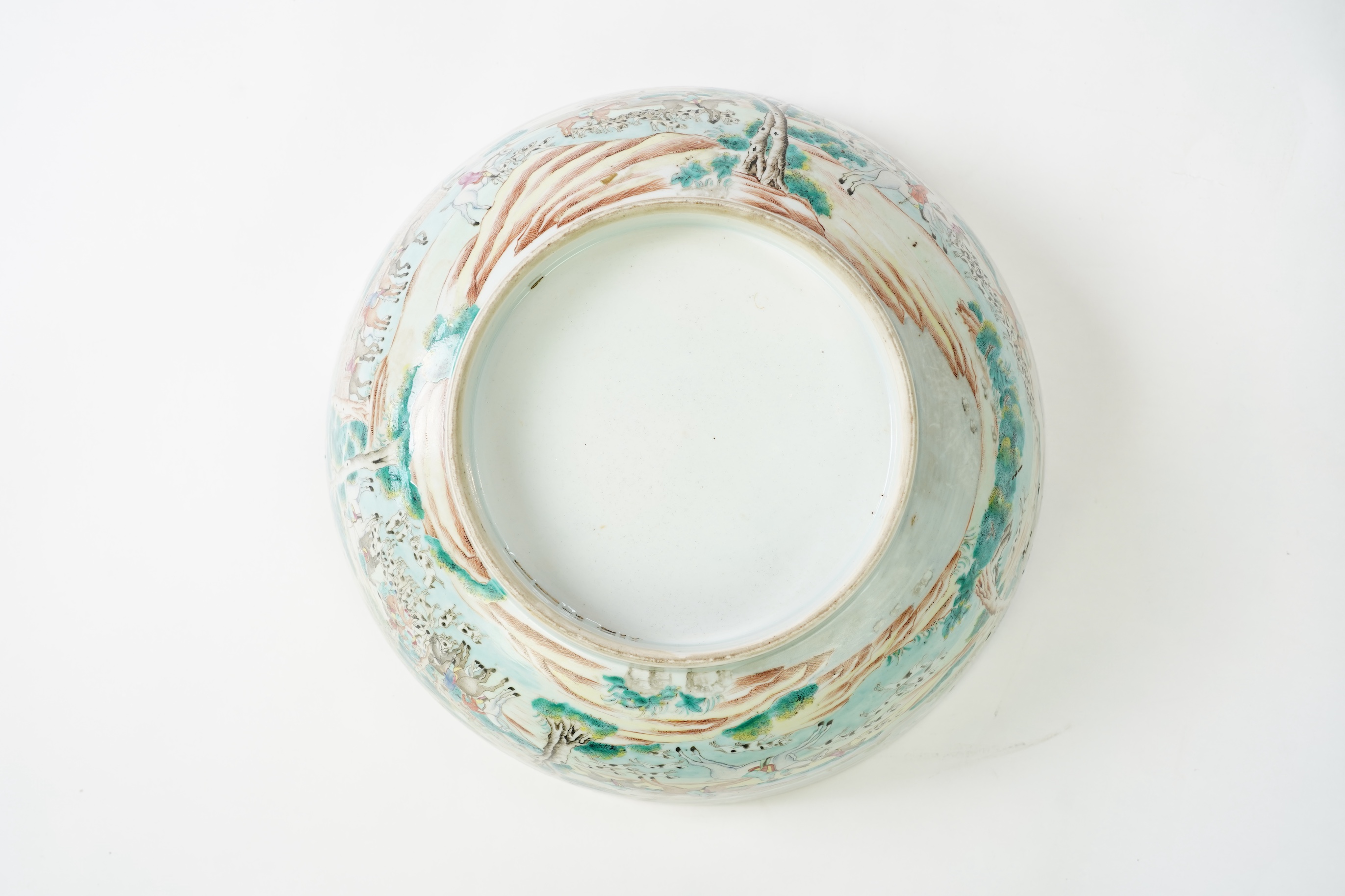 A large Chinese European subject ‘hunting’ punch bowl, Qianlong period